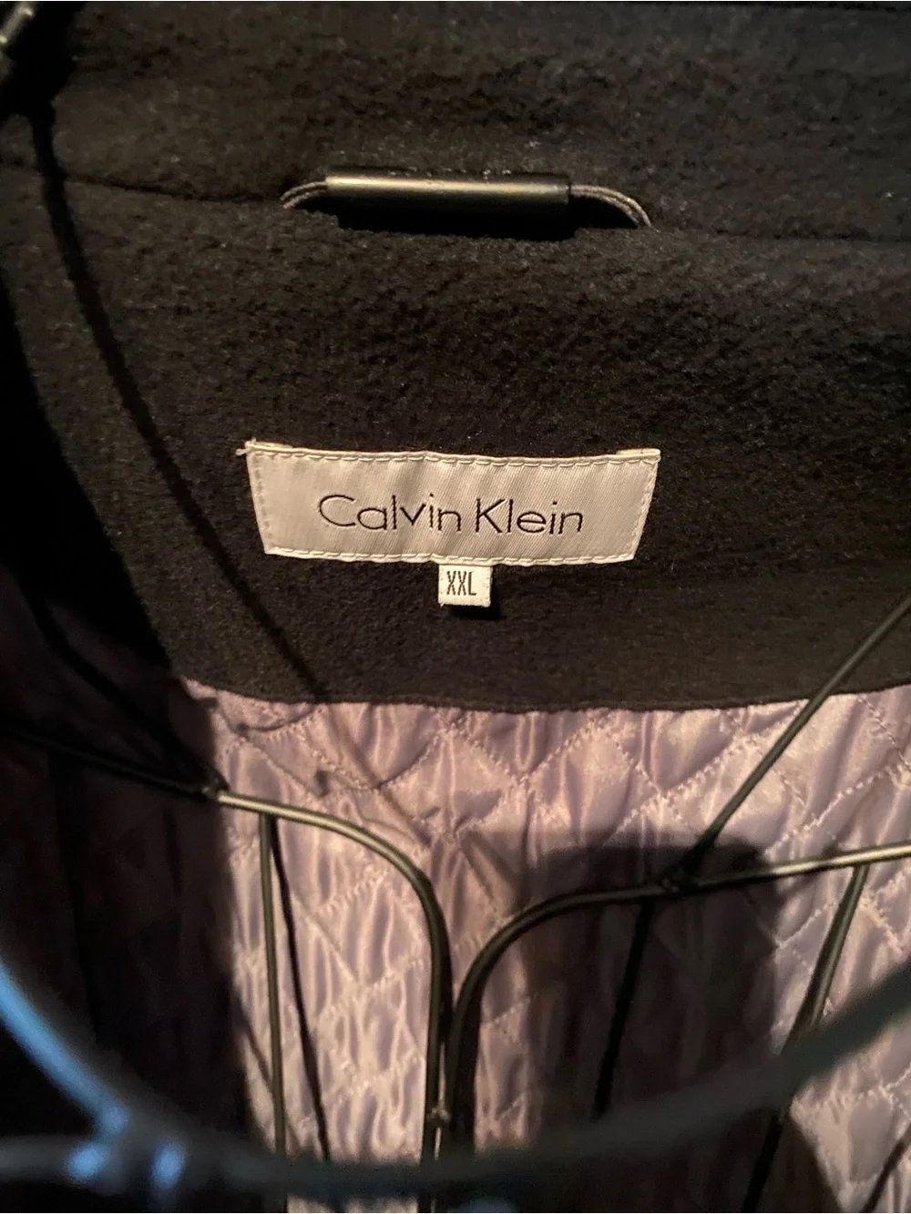 Calvin Klein Black Wool Blend Men's Coat with Quilted Lining